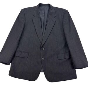 VTG Pierre Balmain Suit Jacket Mens 48R Gray Pinstripe Wool 2 Button Classic Fit